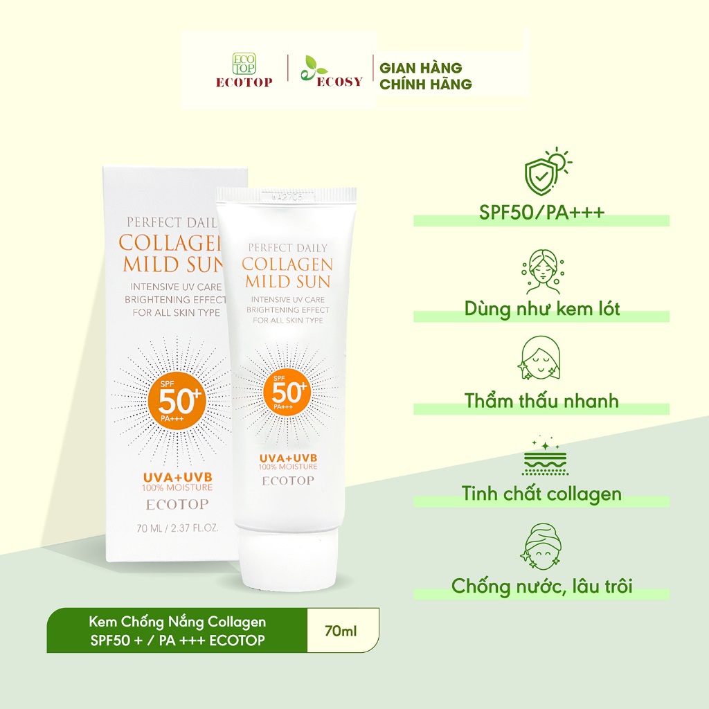 Kem chống nắng Ecotop Perfect Daily Collagen Mild Sun SPF 50+++