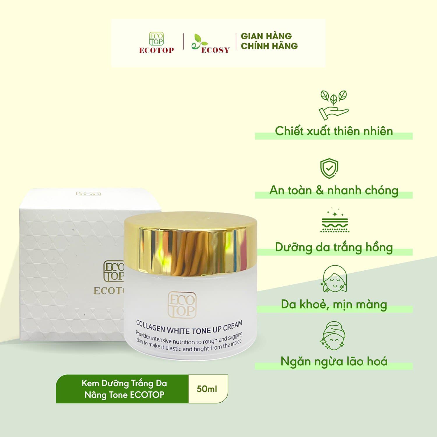 Kem dưỡng da Ecotop Collagen Whitening Tone Up Cream